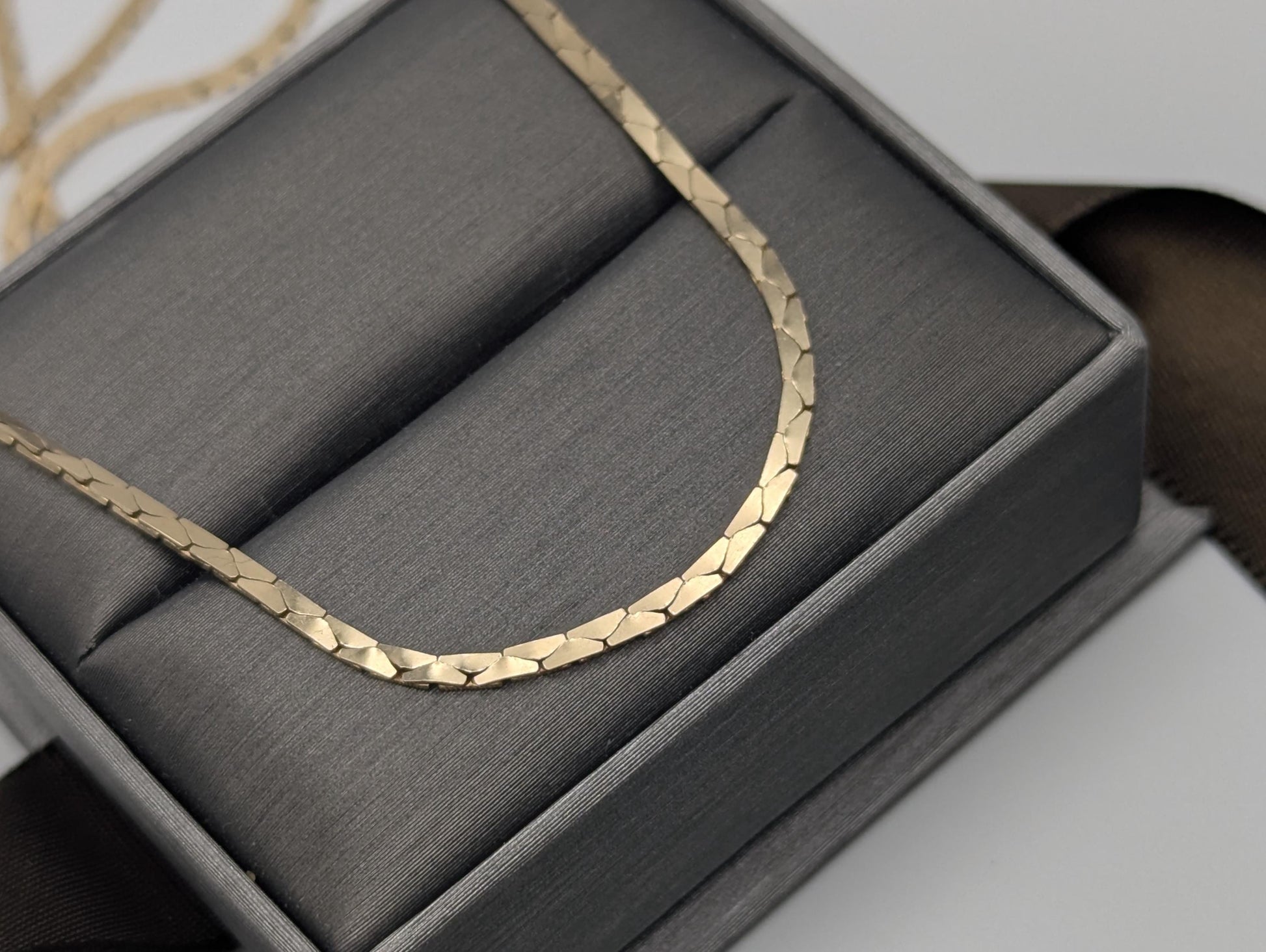 14k Italy Yellow Gold Heavy 8gr Speciality Flat Chain Necklace Yellow Gold 21"