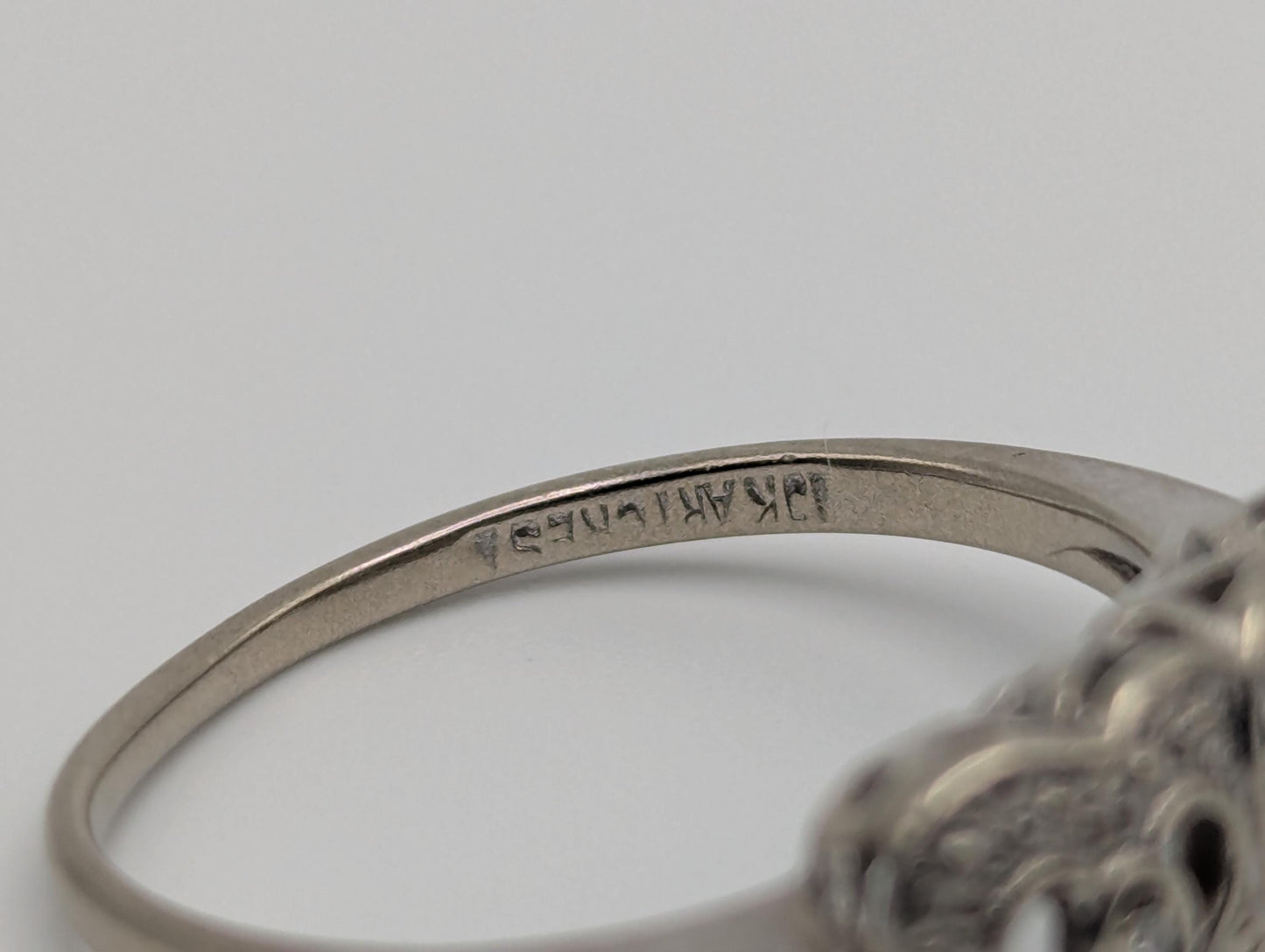 10k White Gold Diamond Hearts Ring Two Hearts Promise Love Ring Heart Minimalist Ring