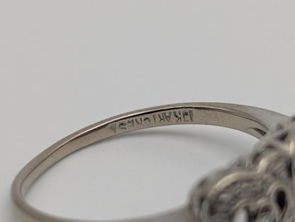 10k White Gold Diamond Hearts Ring Two Hearts Promise Love Ring Heart Minimalist Ring