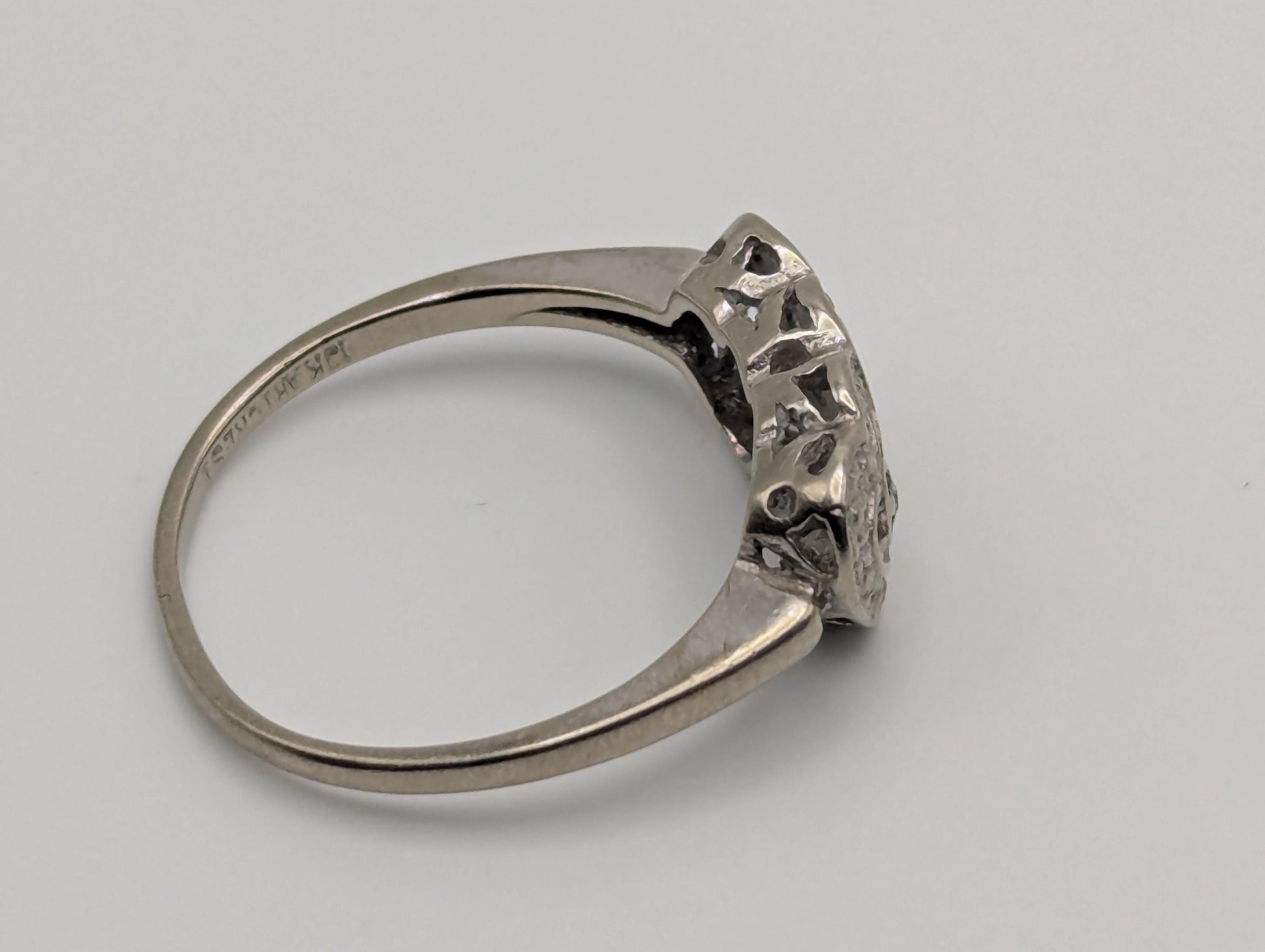 10k White Gold Diamond Hearts Ring Two Hearts Promise Love Ring Heart Minimalist Ring