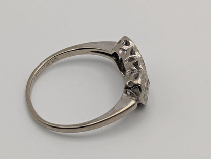 10k White Gold Diamond Hearts Ring Two Hearts Promise Love Ring Heart Minimalist Ring