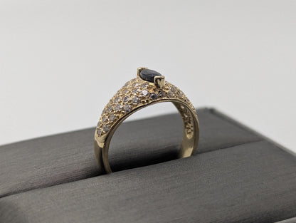 14k Yellow Gold Blue Sapphire Band Signet Ring Pinky Ring