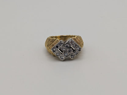 18k Gold .70ctw Diamond Yellow Gold Heavy 9gr Cocktail Ring Pinky Statement Ring.