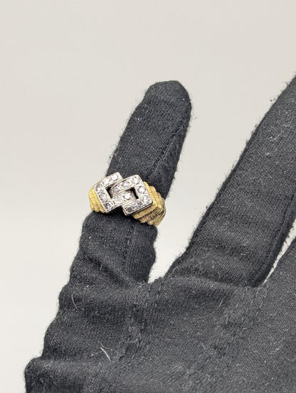 18k Gold .70ctw Diamond Yellow Gold Heavy 9gr Cocktail Ring Pinky Statement Ring.