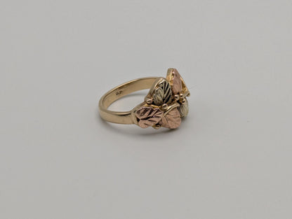 Vintage 10k 12k Black Hills Gold Leaf Multi-tone Gold Statement Ring Pinky Ring