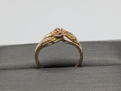Black Hills Gold 10k 12k Multi-tone Gold Rose Ring Vintage Rose Ring