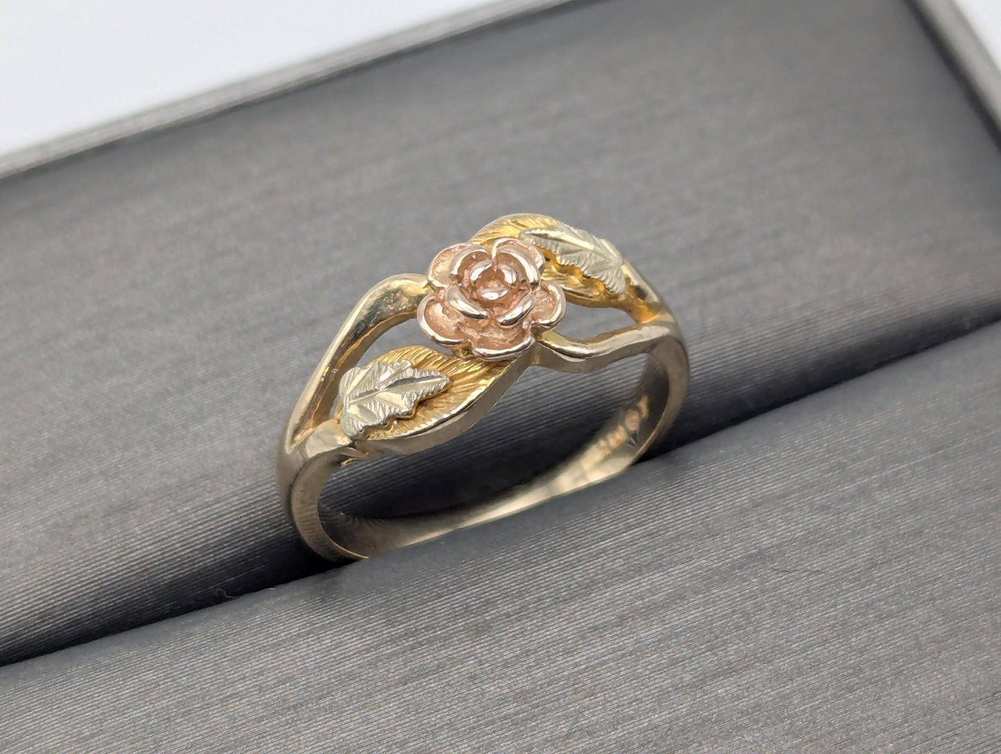 Black Hills Gold 10k 12k Multi-tone Gold Rose Ring Vintage Rose Ring
