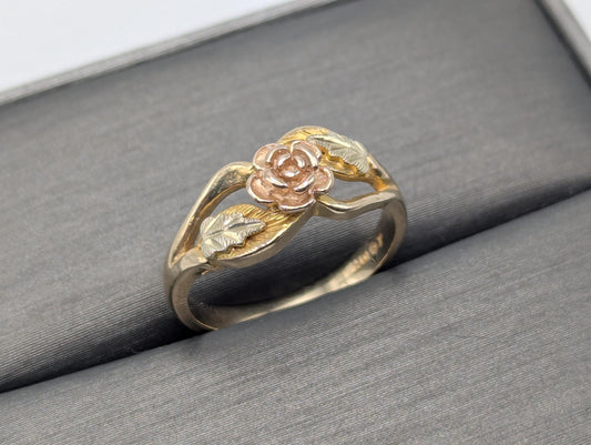 Black Hills Gold 10k 12k Multi-tone Gold Rose Ring Vintage Rose Ring