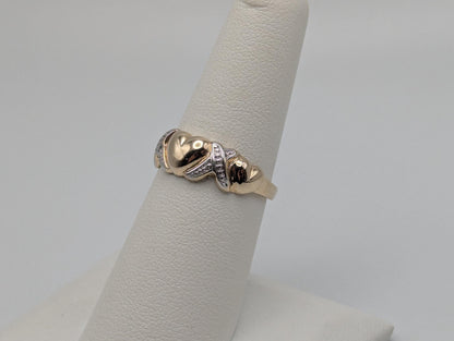 White & Yellow Gold 10k XOXO Love Design Multi Gold Heart Ring. Promise Ring.