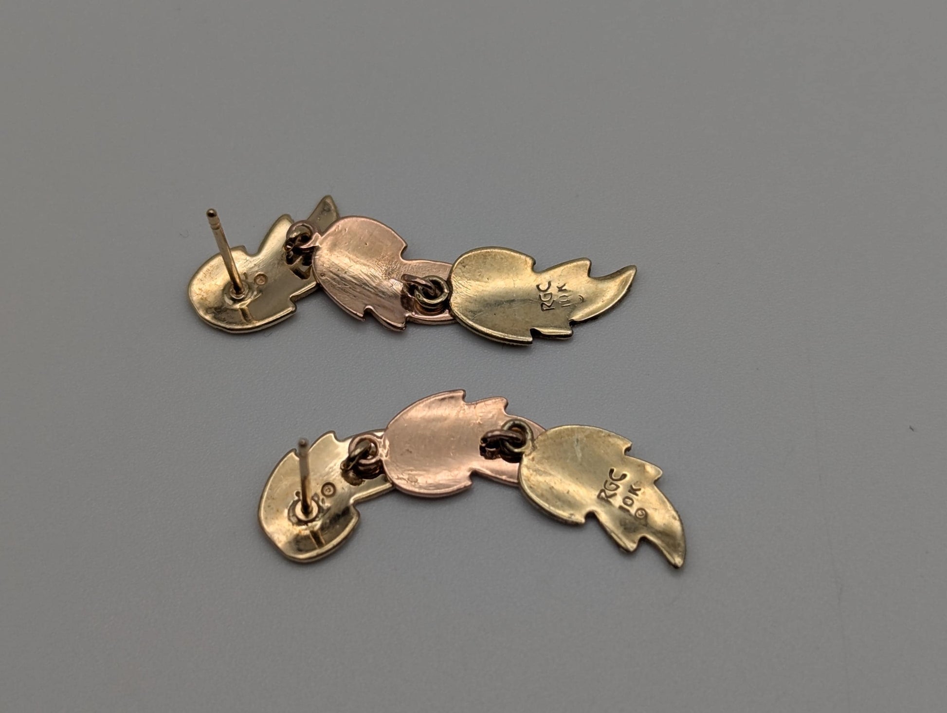 10k Black Hills Gold Traditional Gold Vine Dangle Earrings Rose Gold Black Hills Gold Trio Gold Vine Leaf Earrings