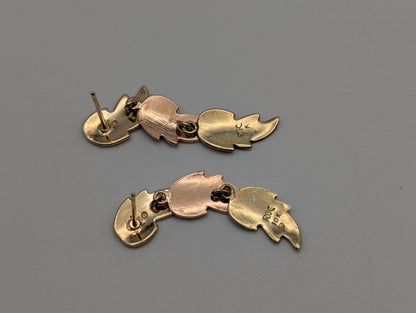 10k Black Hills Gold Traditional Gold Vine Dangle Earrings Rose Gold Black Hills Gold Trio Gold Vine Leaf Earrings