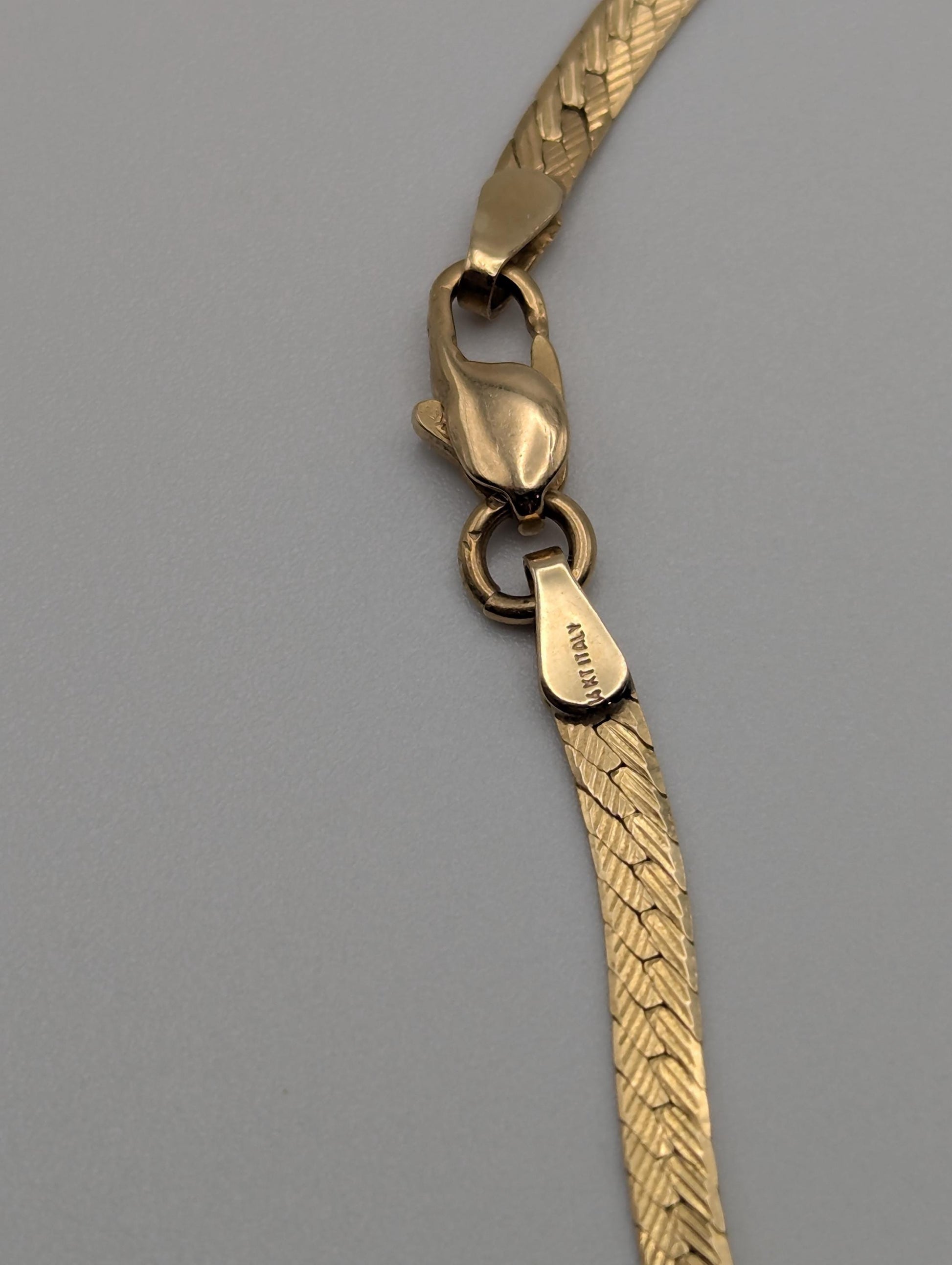 14k Italy Yellow Gold Herringbone Specialty Flat Chain Necklace 16"