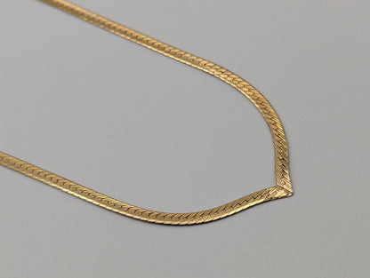 14k Italy Yellow Gold Herringbone Specialty Flat Chain Necklace 16"