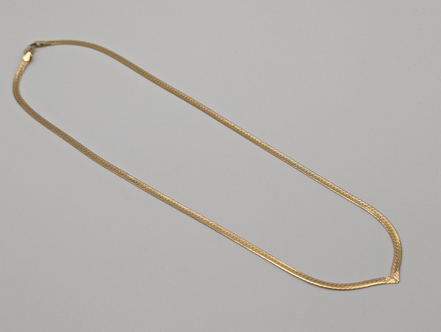 14k Italy Yellow Gold Herringbone Specialty Flat Chain Necklace 16"