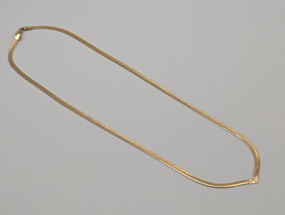 14k Italy Yellow Gold Herringbone Specialty Flat Chain Necklace 16"
