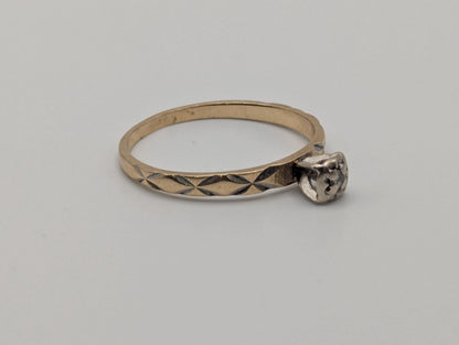 14k Multi Gold Quilted Design Diamond Solitaire Engagement Wedding Promise Ring