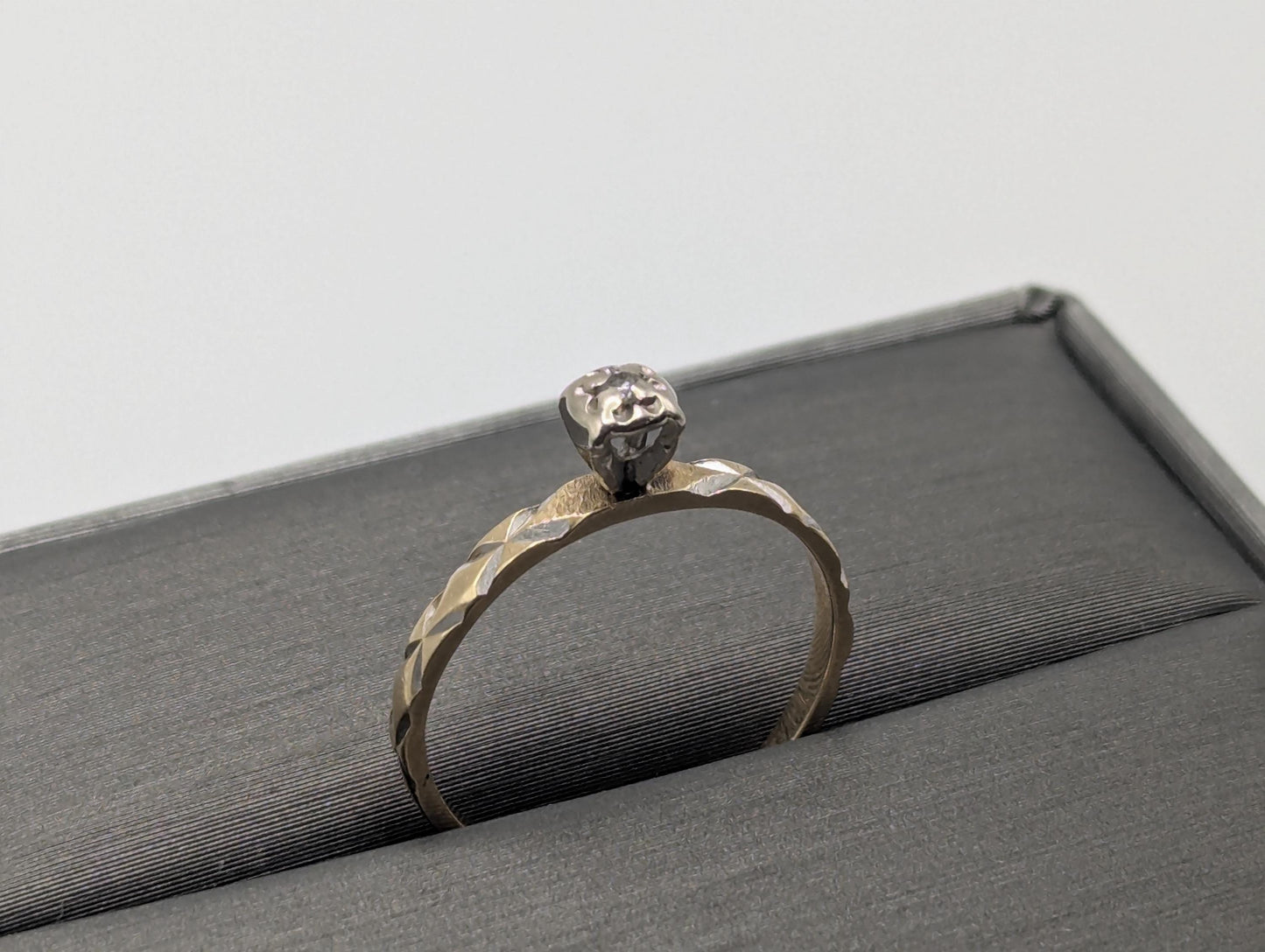 14k Multi Gold Quilted Design Diamond Solitaire Engagement Wedding Promise Ring