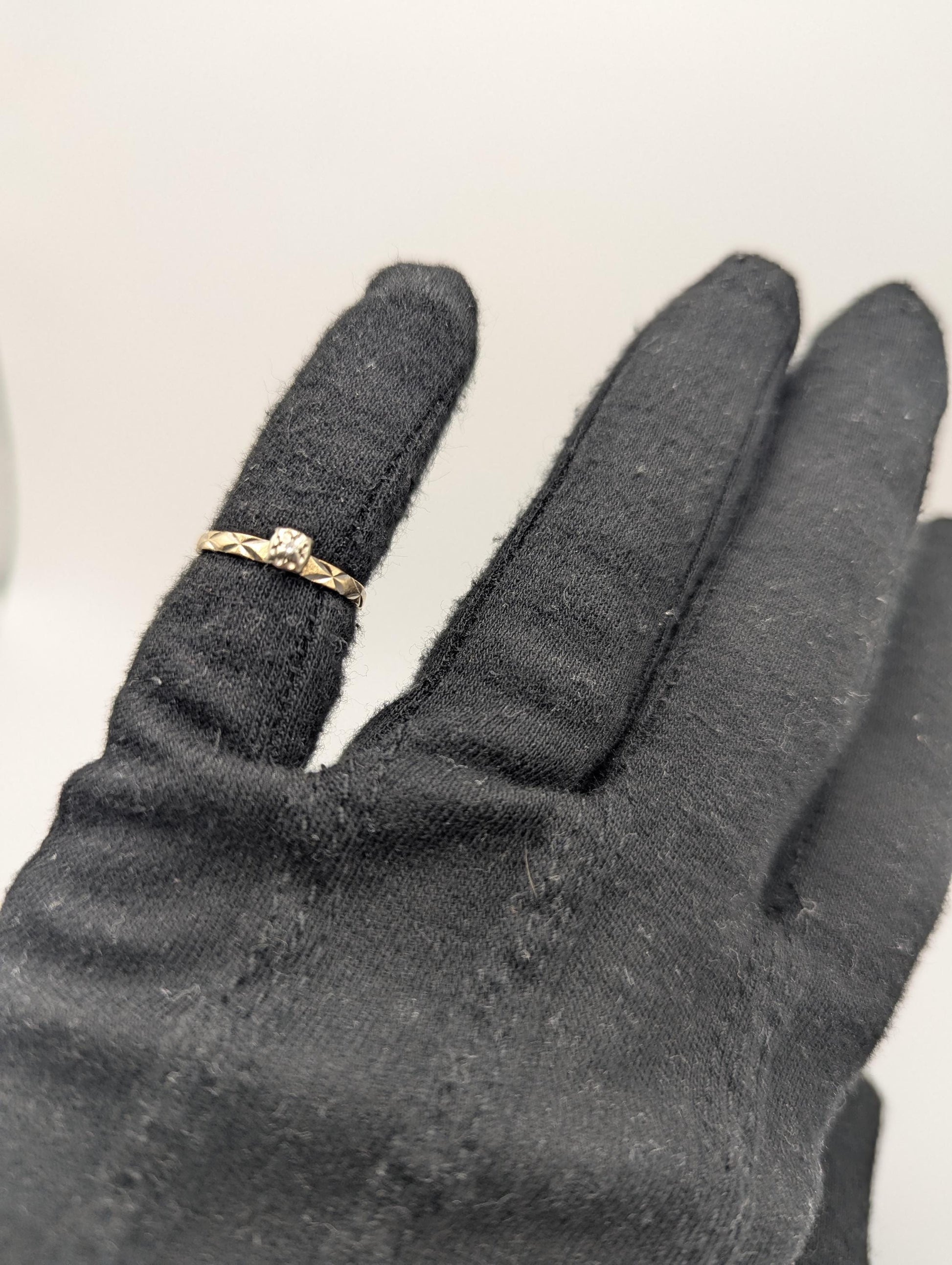 14k Multi Gold Quilted Design Diamond Solitaire Engagement Wedding Promise Ring