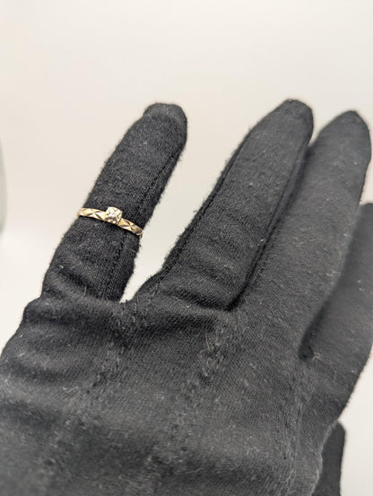 14k Multi Gold Quilted Design Diamond Solitaire Engagement Wedding Promise Ring