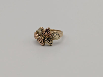 Vintage 10k 12k Black Hills Gold Leaf Multi-tone Gold Statement Ring Pinky Ring