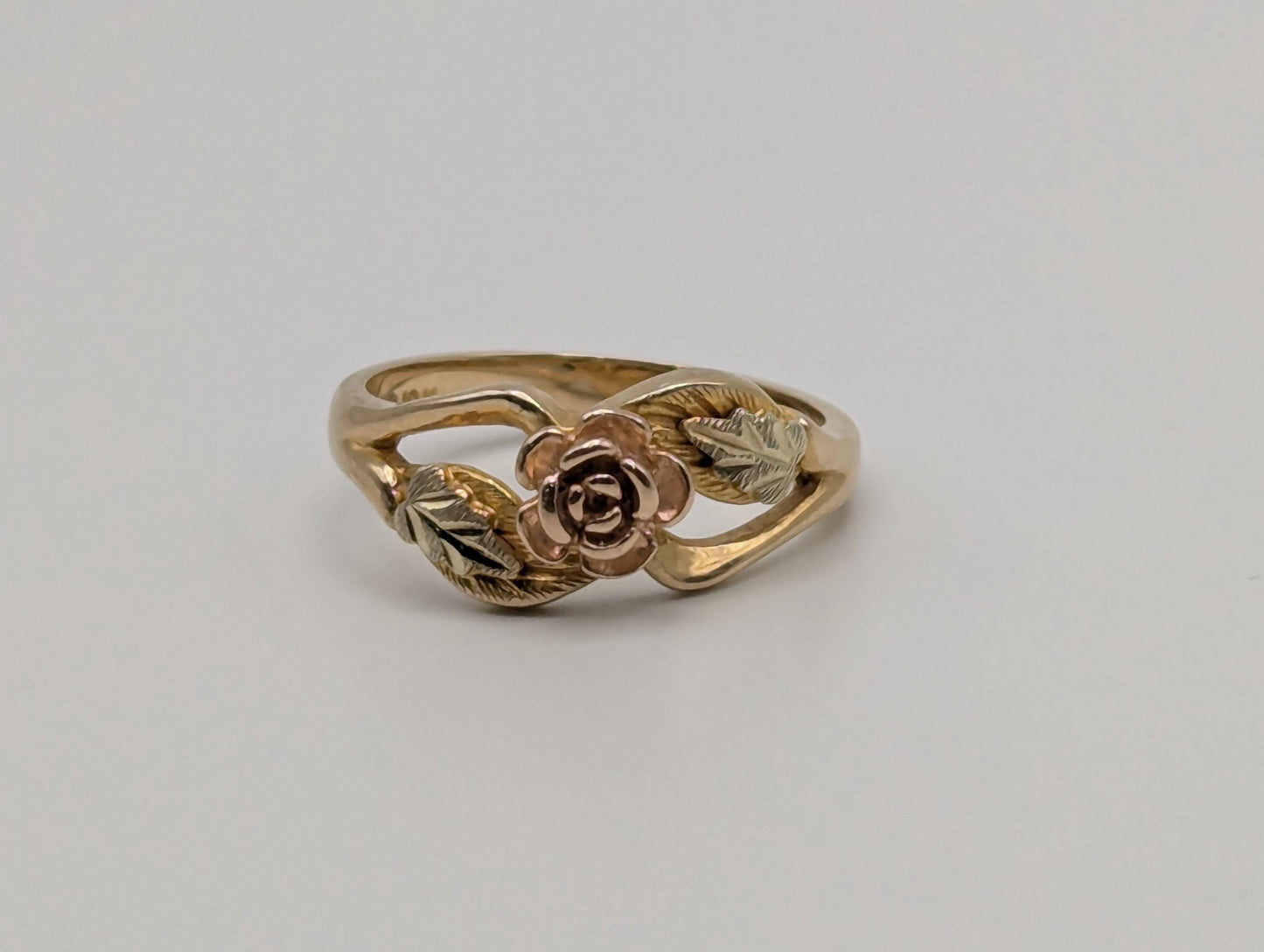 Black Hills Gold 10k 12k Multi-tone Gold Rose Ring Vintage Rose Ring