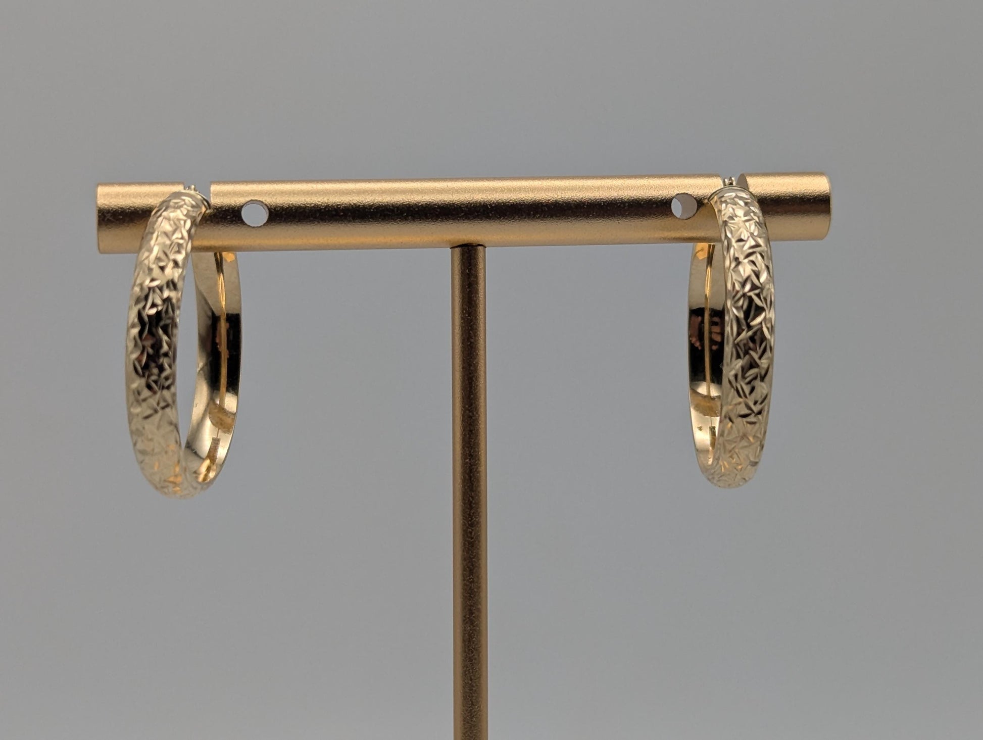 14k Vintage Yellow Gold Classic Etched Textured Hoop Earrings Gold Hoops Hinged