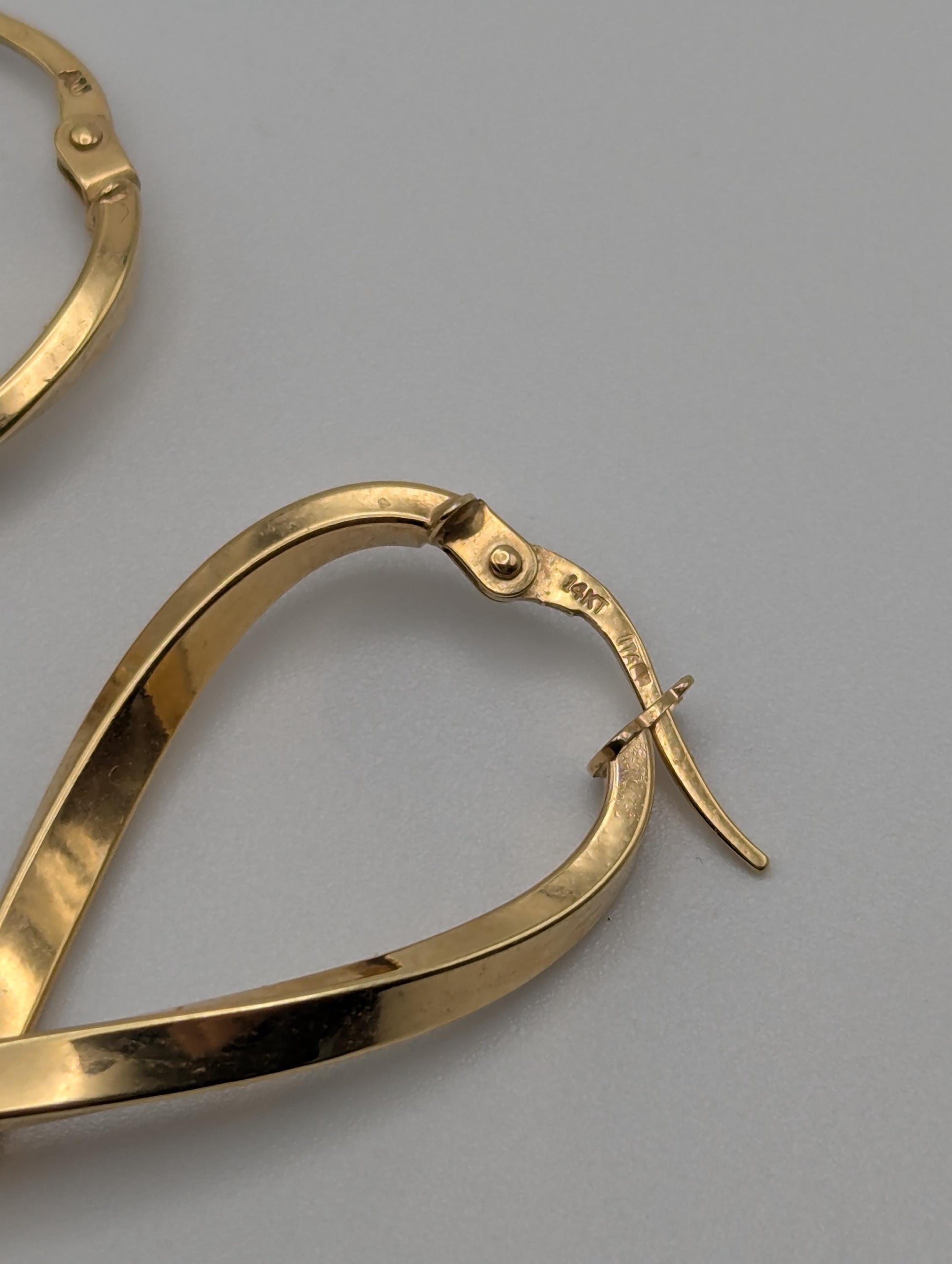 Large 14k ITALY Twisted Long Infinity Hoop Earrings Twisted Classic Dangle Hoops