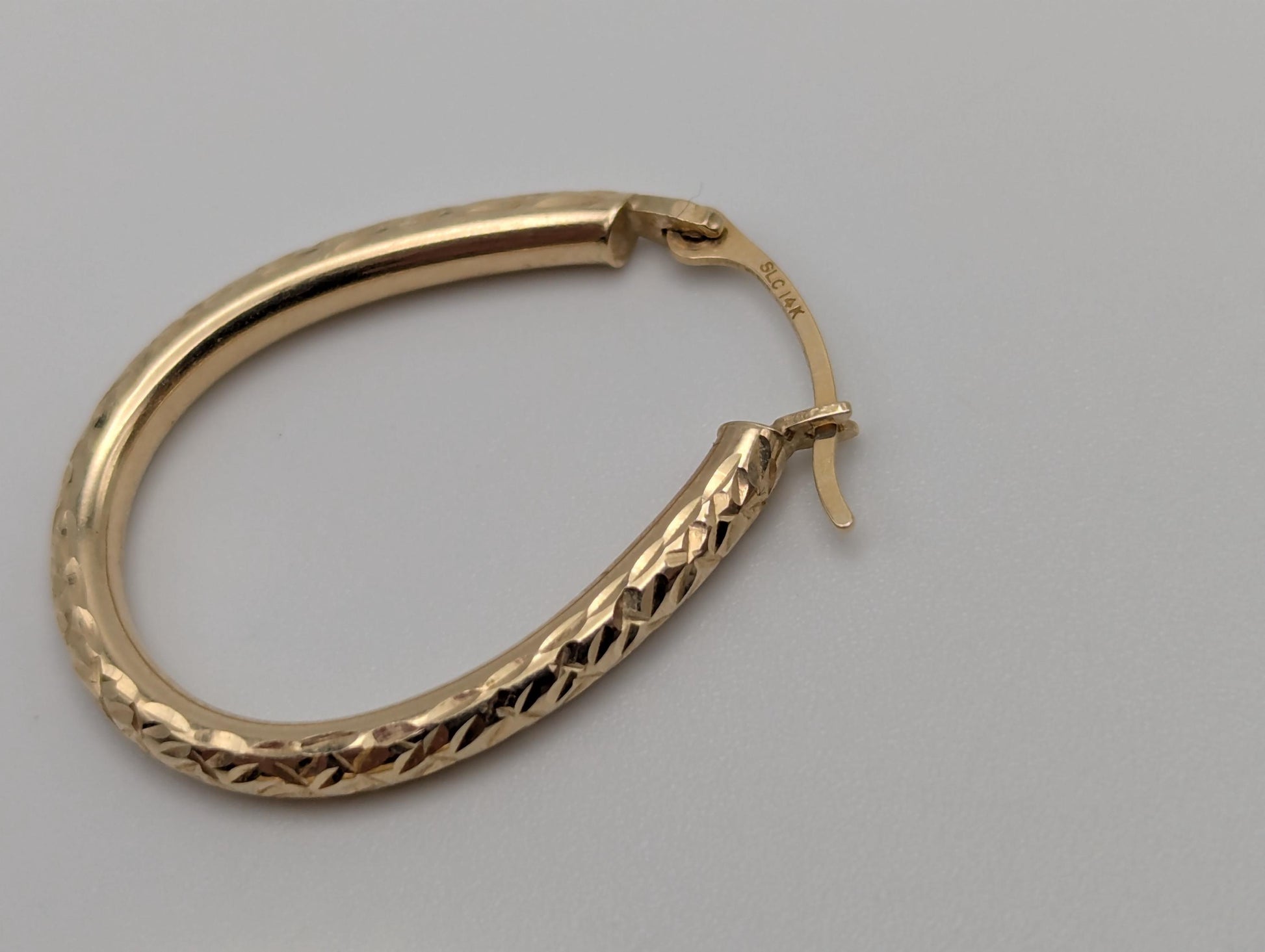 14k Vintage Yellow Gold Classic Etched Textured Hoop Earrings Gold Hoops Hinged