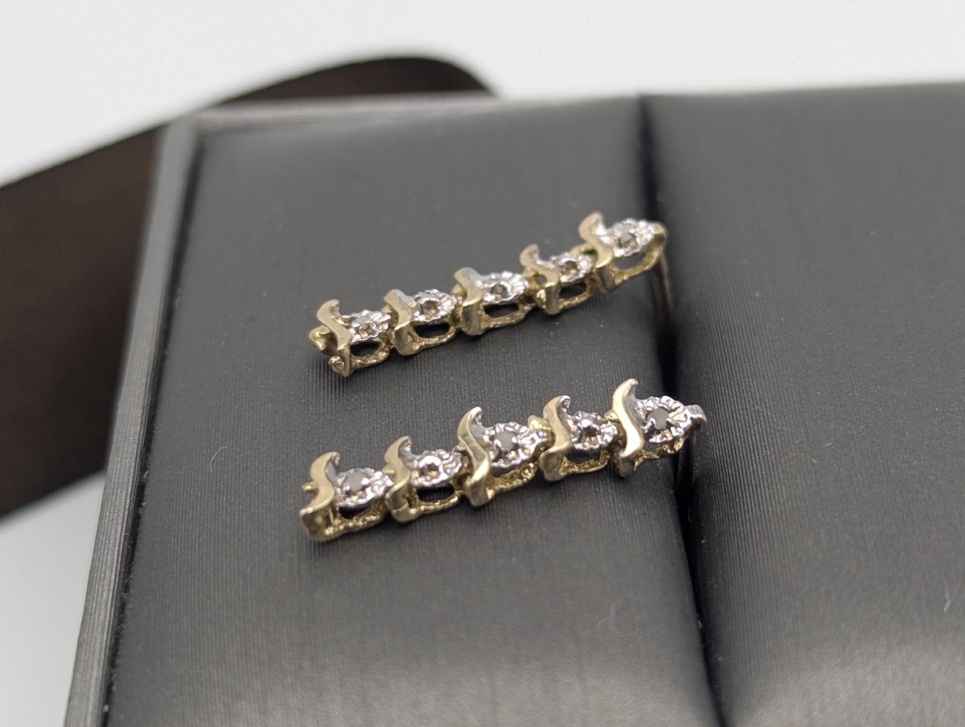 14K Yellow Gold Drop Dangle Diamond Earrings Diamond Drop Earrings