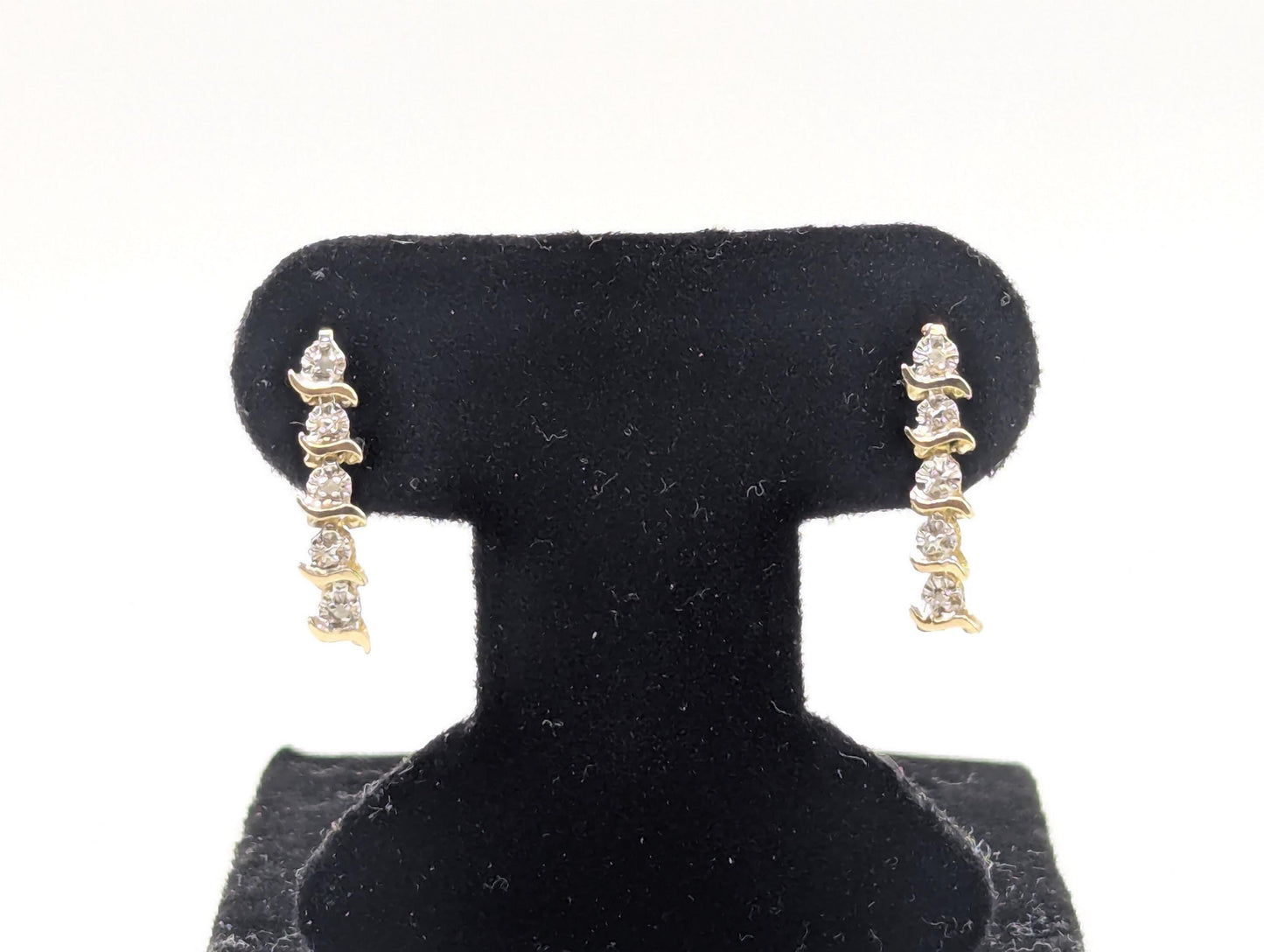 14K Yellow Gold Drop Dangle Diamond Earrings Diamond Drop Earrings