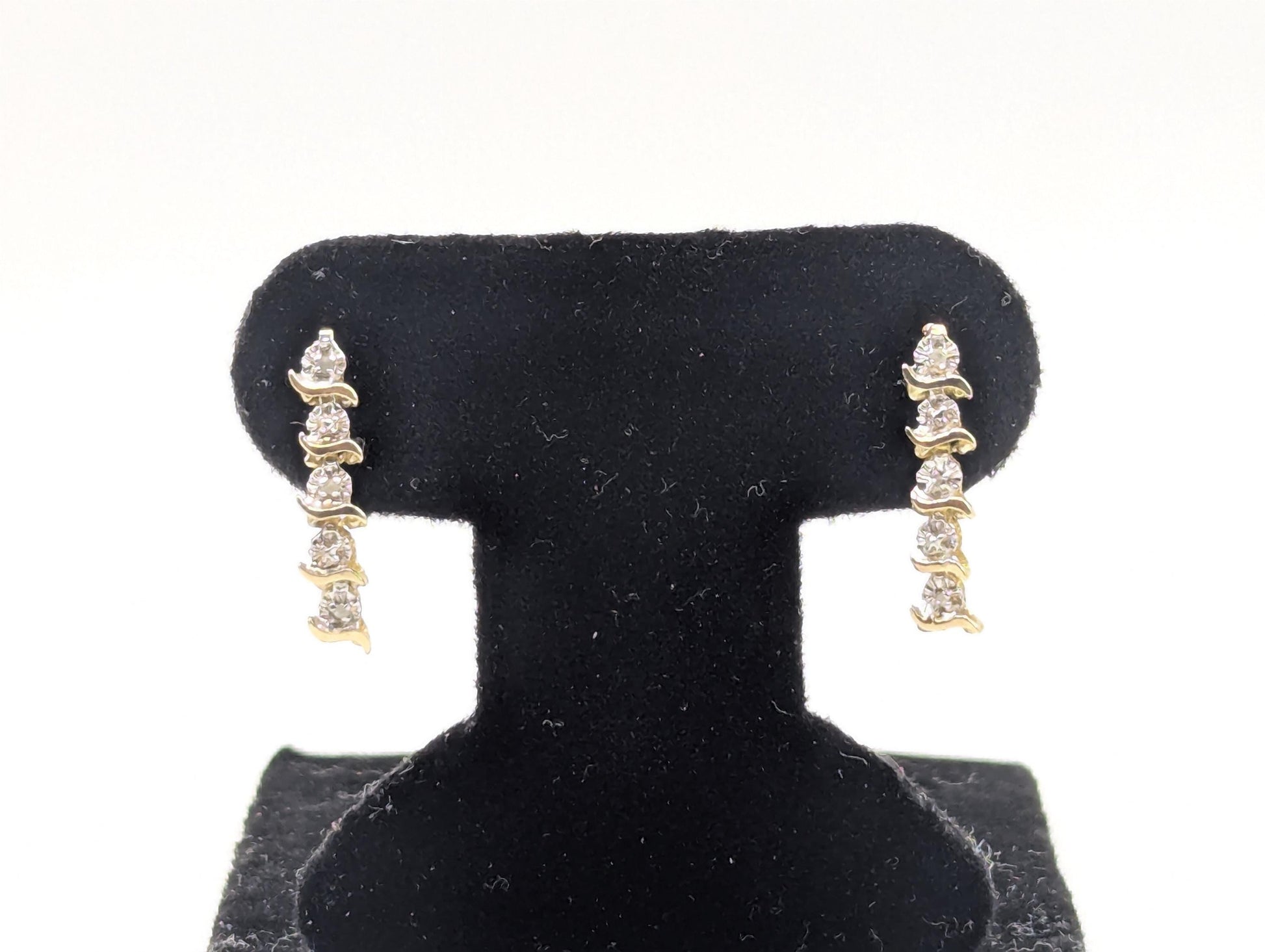 14K Yellow Gold Drop Dangle Diamond Earrings Diamond Drop Earrings