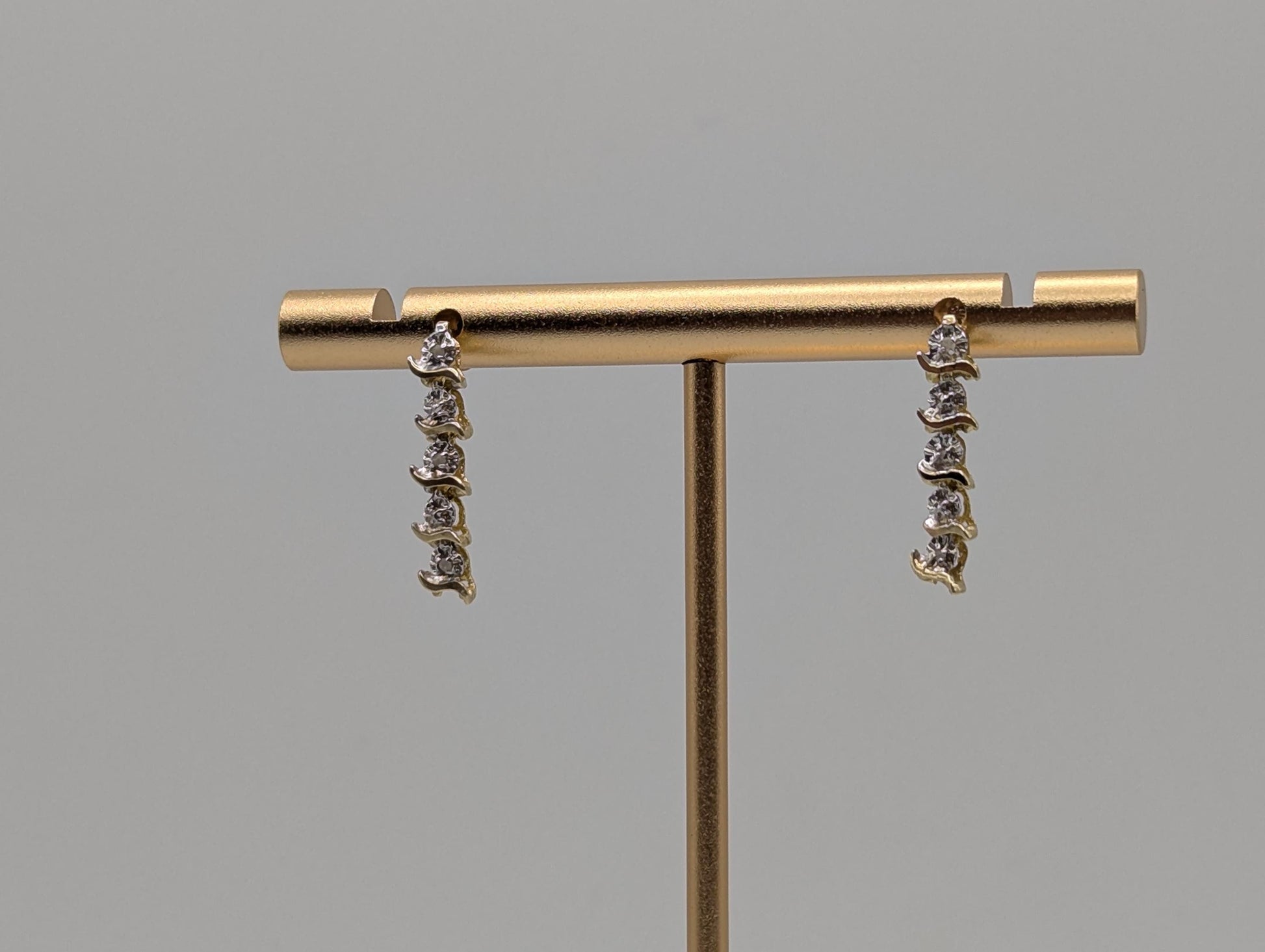 14K Yellow Gold Drop Dangle Diamond Earrings Diamond Drop Earrings