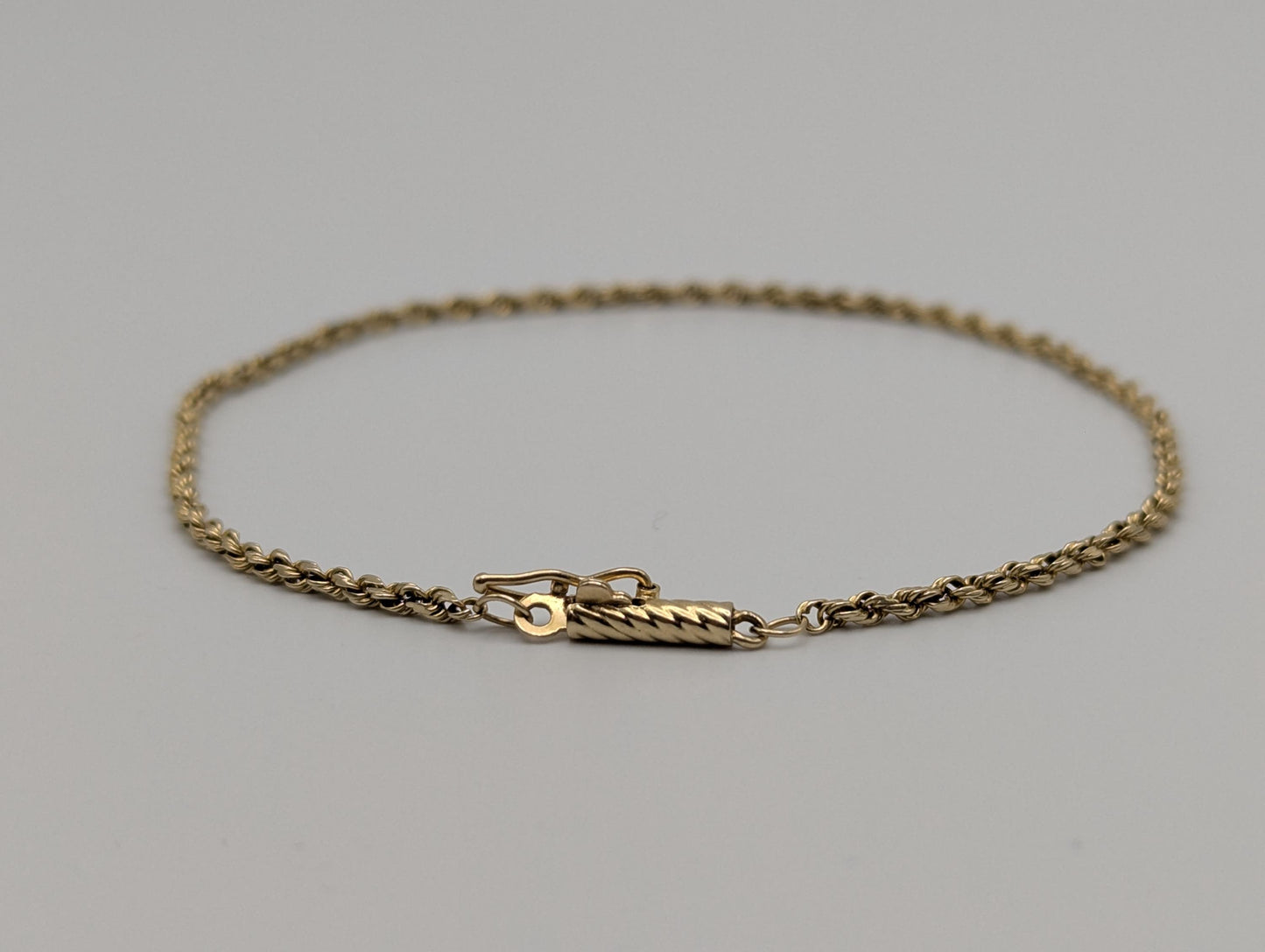 14k Yellow Gold 1.85mm Twisted Rope 7.5" Bracelet Chain Classic Gold Rope Chain