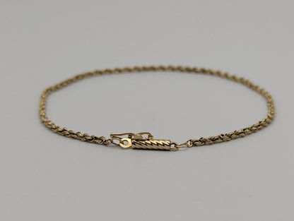 14k Yellow Gold 1.85mm Twisted Rope 7.5" Bracelet Chain Classic Gold Rope Chain