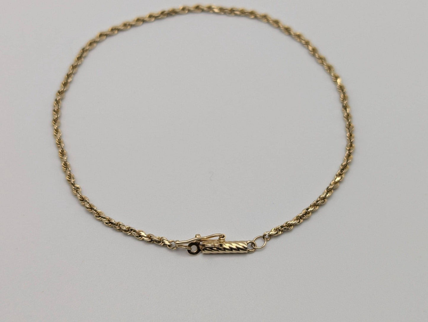 14k Yellow Gold 1.85mm Twisted Rope 7.5" Bracelet Chain Classic Gold Rope Chain