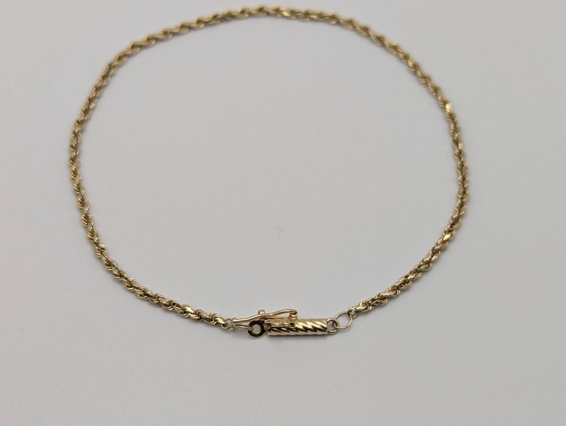 14k Yellow Gold 1.85mm Twisted Rope 7.5" Bracelet Chain Classic Gold Rope Chain