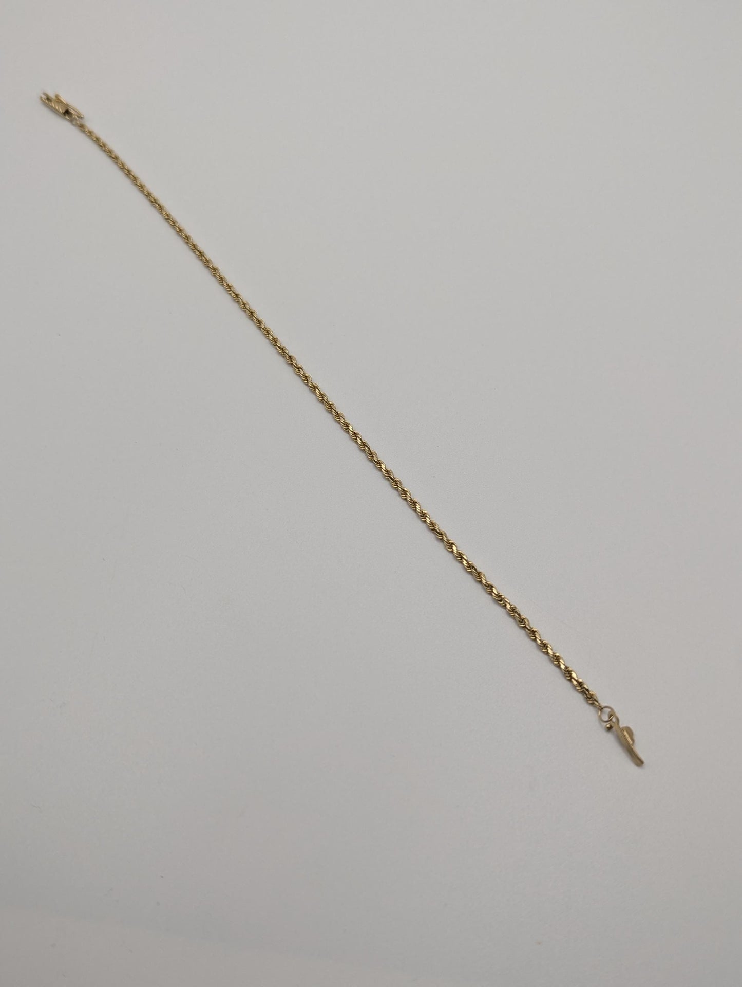 14k Yellow Gold 1.85mm Twisted Rope 7.5" Bracelet Chain Classic Gold Rope Chain