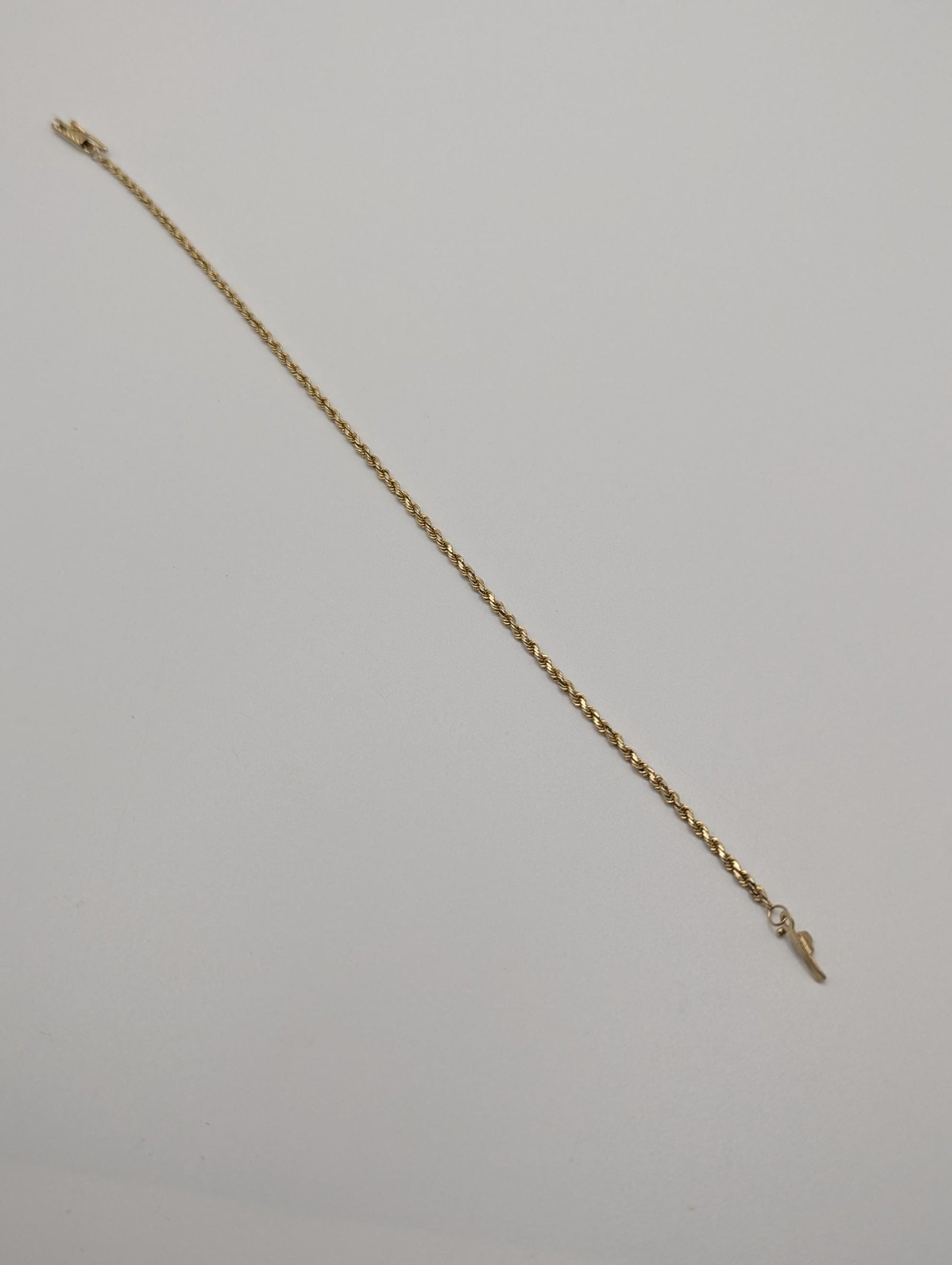 14k Yellow Gold 1.85mm Twisted Rope 7.5" Bracelet Chain Classic Gold Rope Chain
