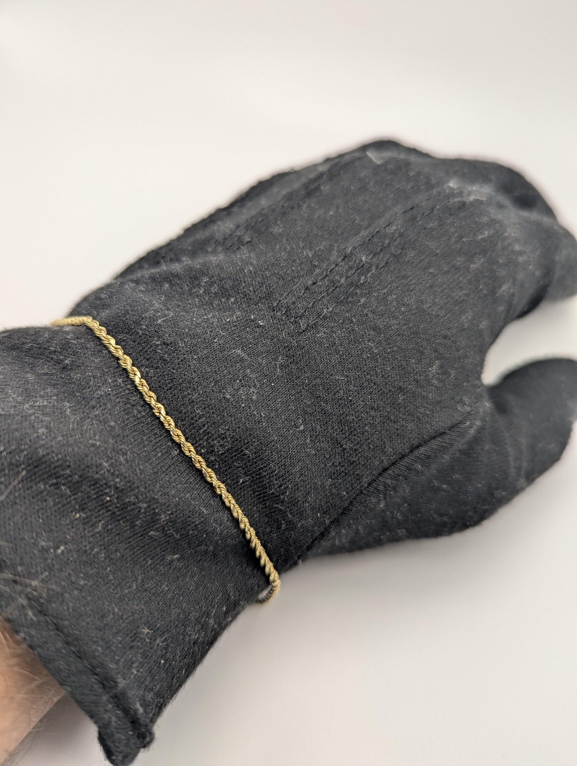 14k Yellow Gold 1.85mm Twisted Rope 7.5" Bracelet Chain Classic Gold Rope Chain