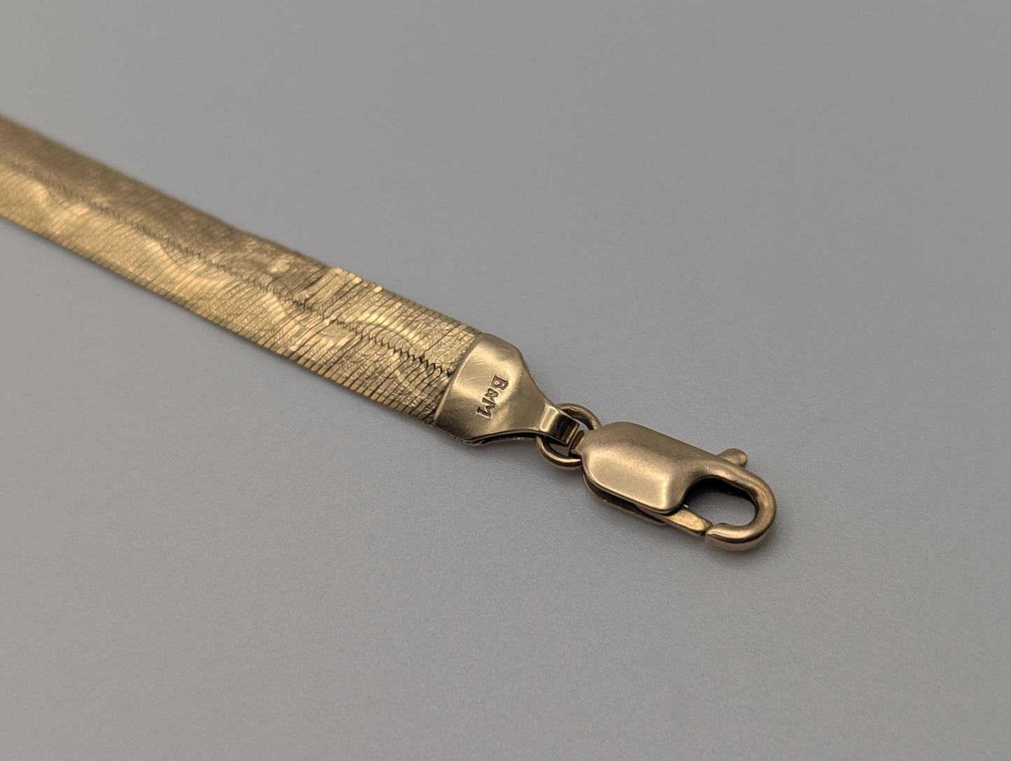 10k Yellow Gold ITALY Herringbone Bracelet 7" Snake Chain Unisex Custom Design