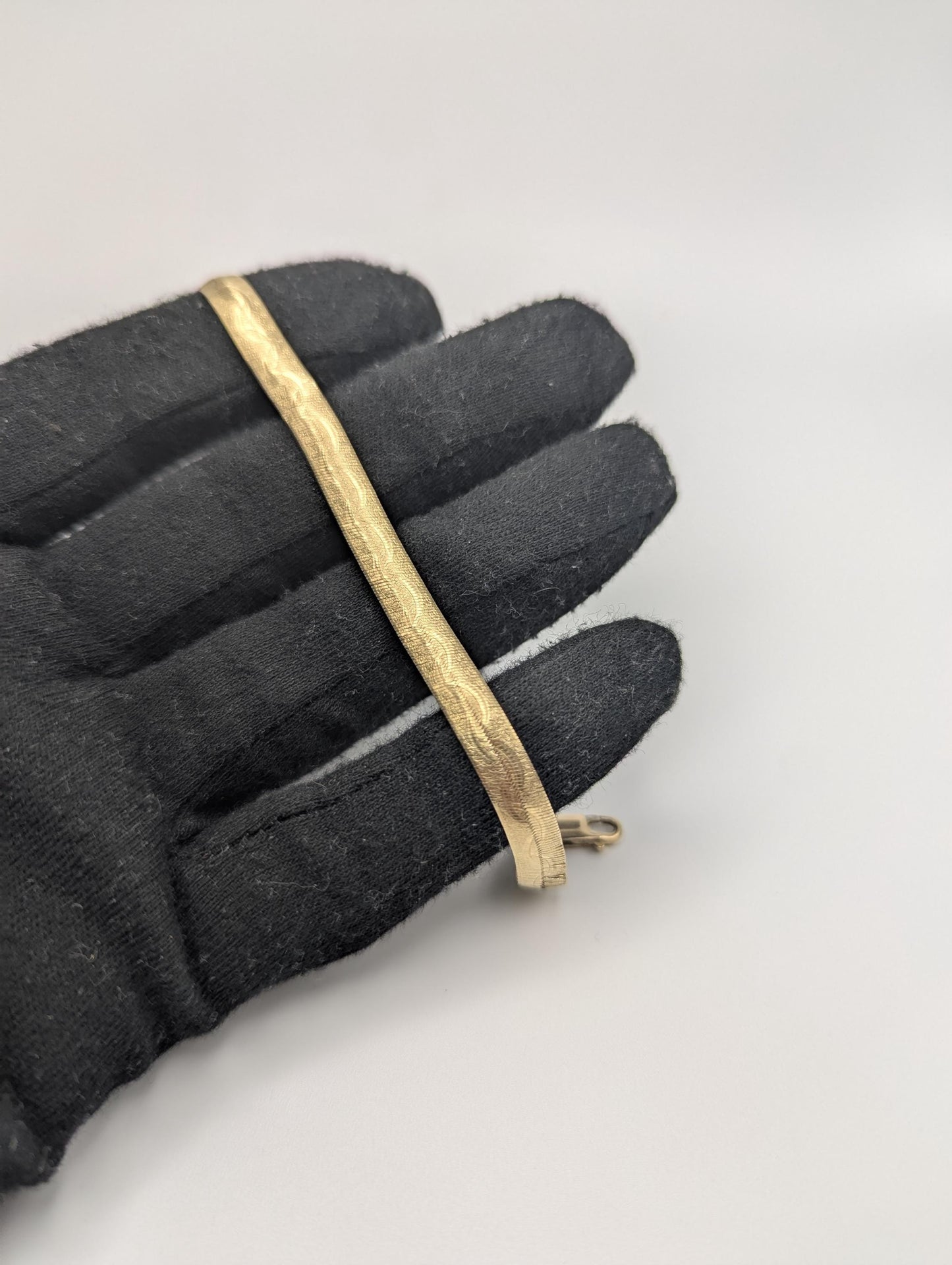 10k Yellow Gold ITALY Herringbone Bracelet 7" Snake Chain Unisex Custom Design