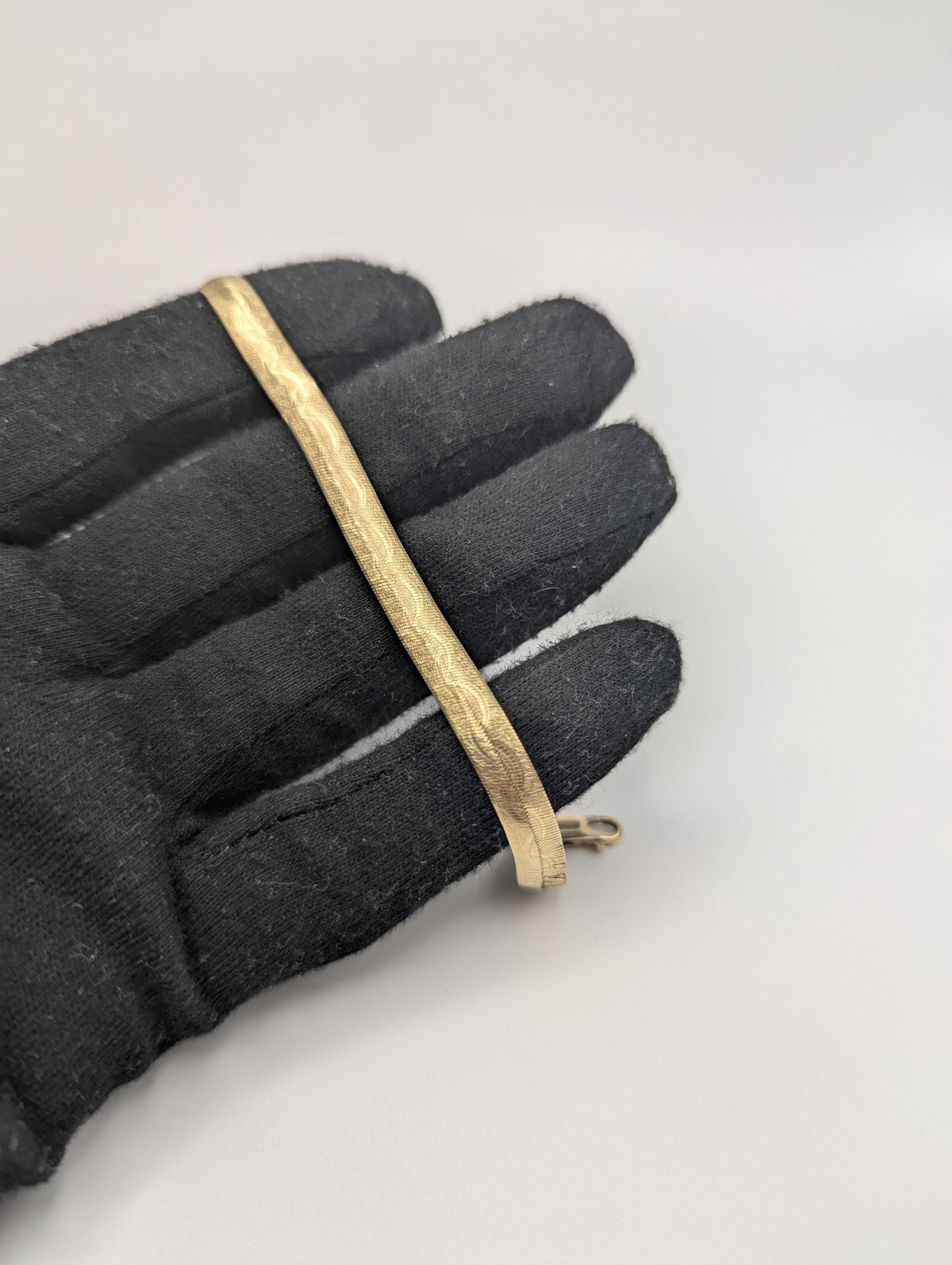 10k Yellow Gold ITALY Herringbone Bracelet 7" Snake Chain Unisex Custom Design