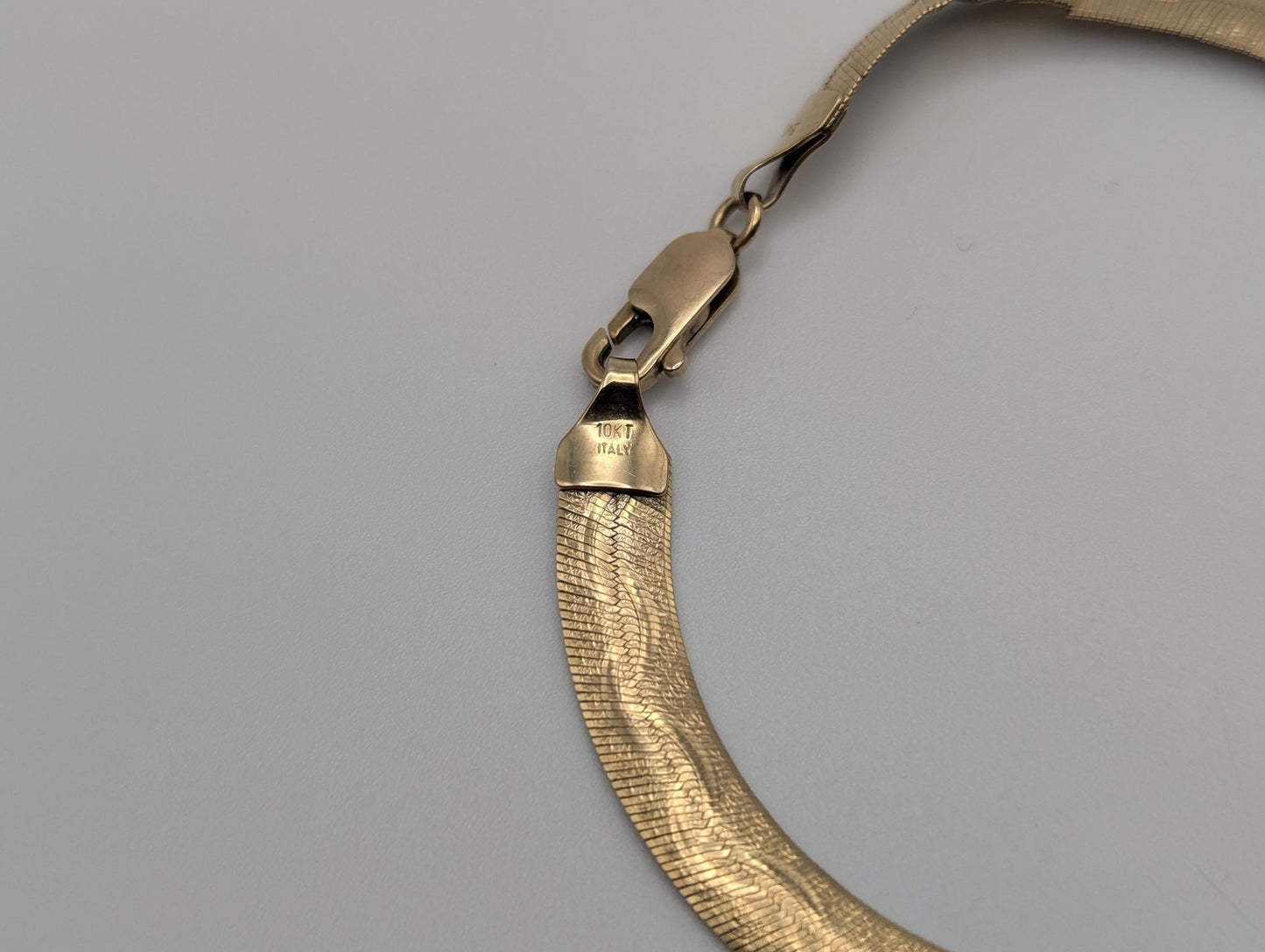 10k Yellow Gold ITALY Herringbone Bracelet 7" Snake Chain Unisex Custom Design