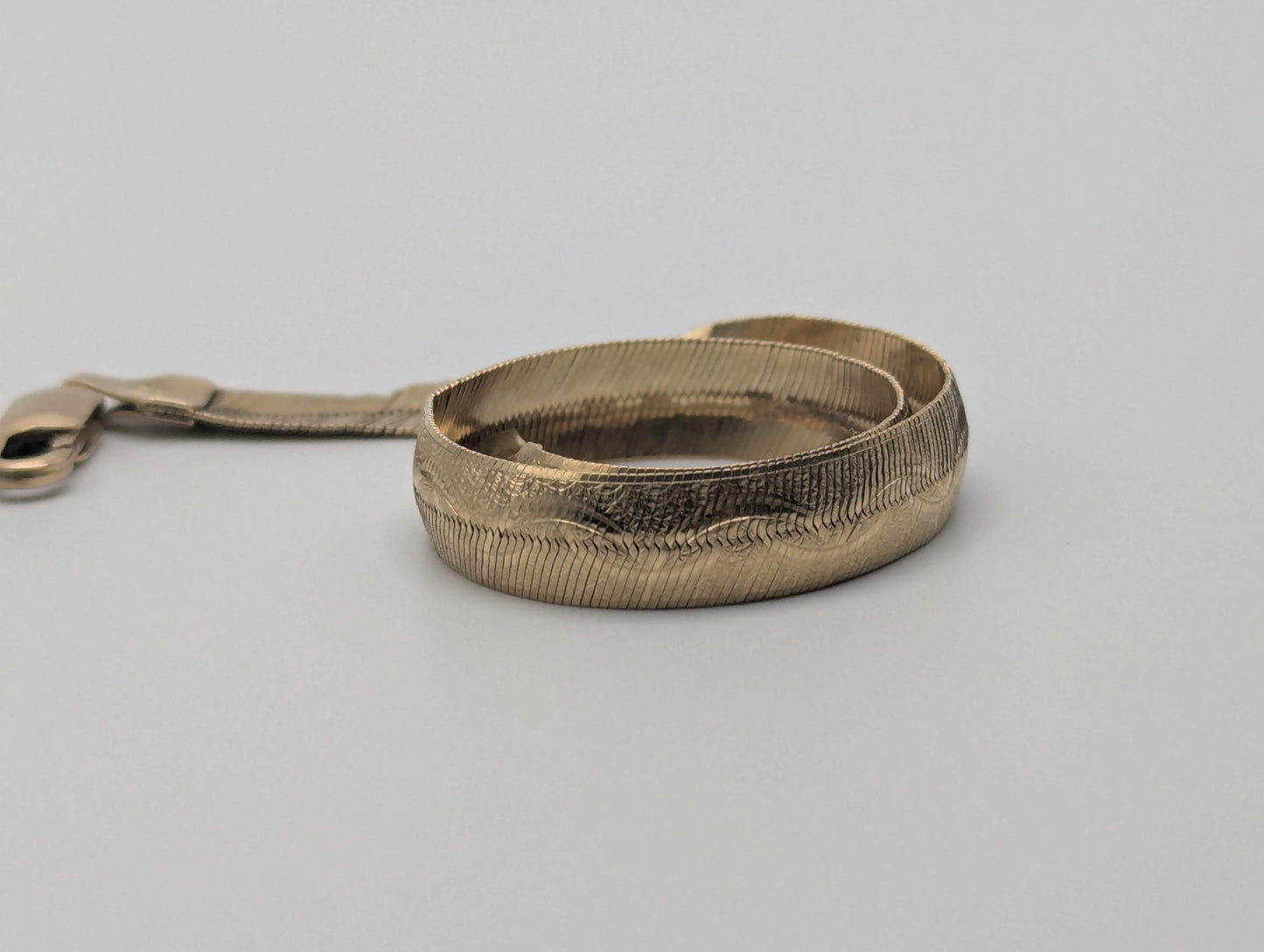 10k Yellow Gold ITALY Herringbone Bracelet 7" Snake Chain Unisex Custom Design