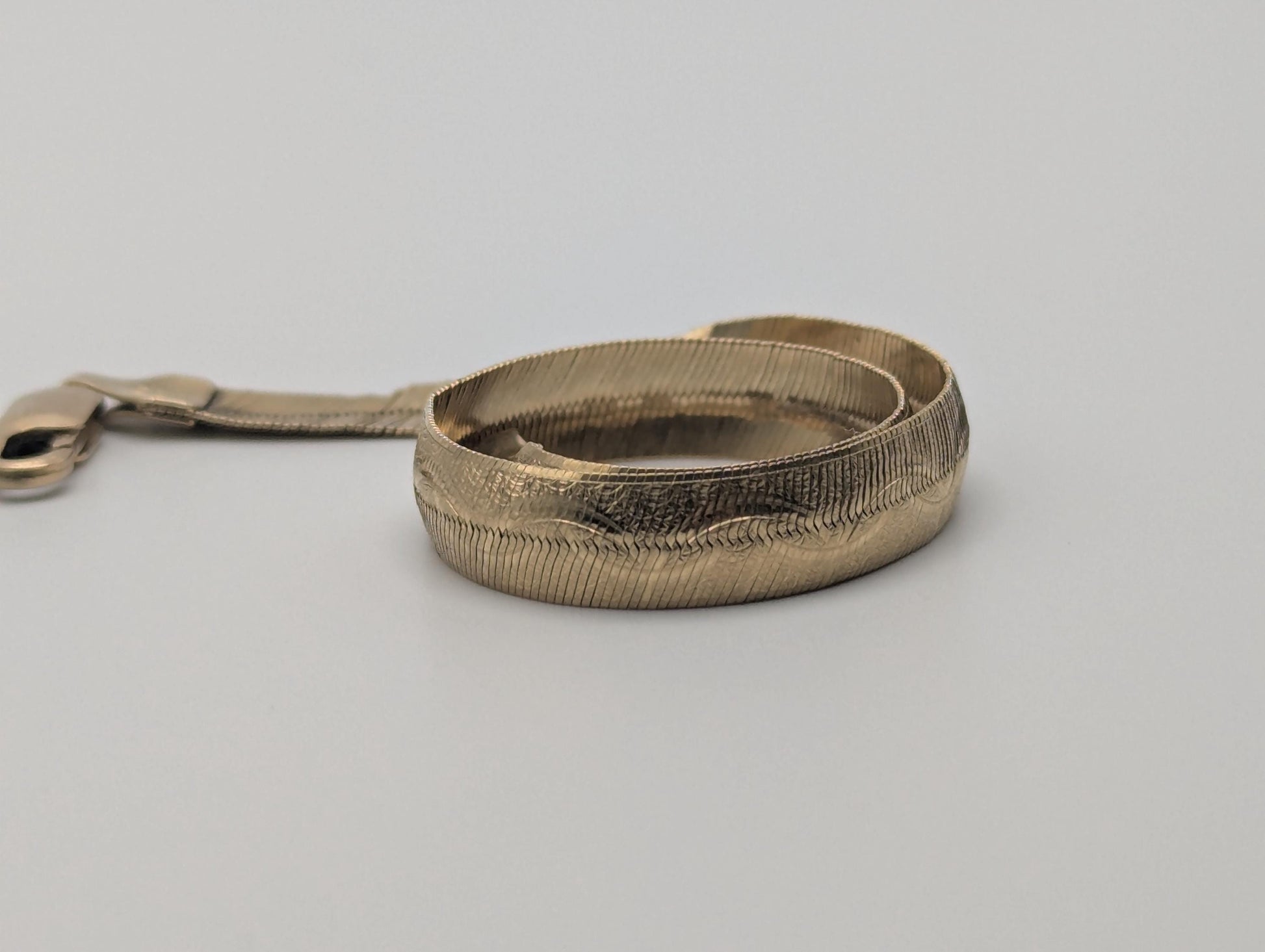 10k Yellow Gold ITALY Herringbone Bracelet 7" Snake Chain Unisex Custom Design