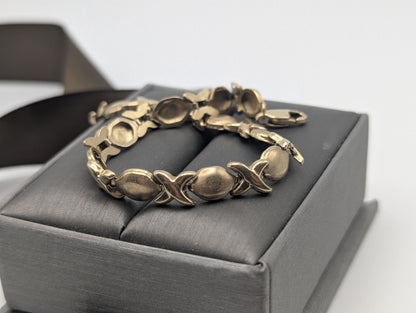 10k Solid Yellow Gold 4.5 gr XOXO Diamond Tennis Bracelet 7" Kisses Love Chain