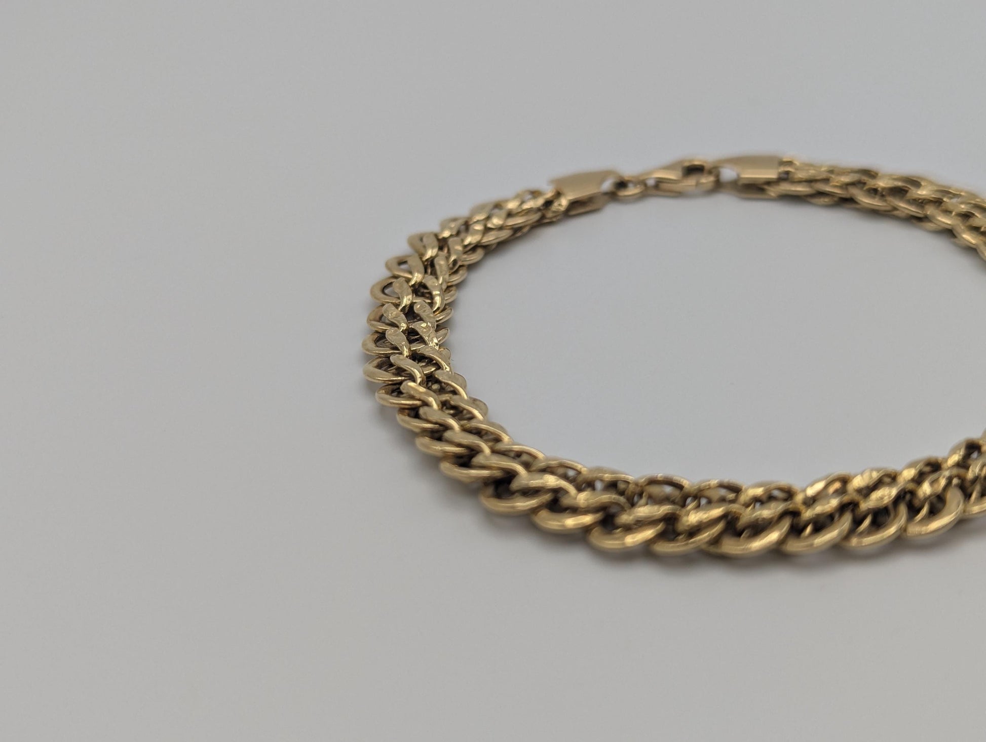 18k Yellow Gold ITALY Double 6.5 grams Link 8 mm Women Bracelet 7.5" Snake Chain Bracelet