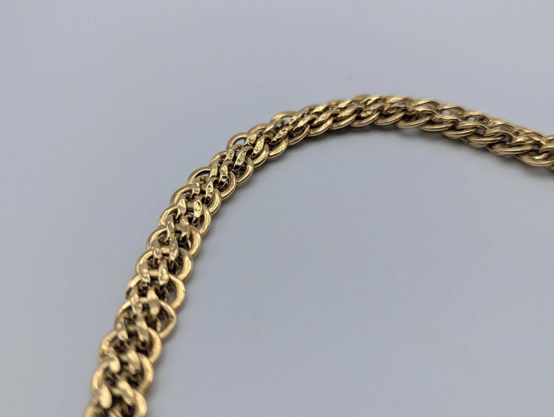 18k Yellow Gold ITALY Double 6.5 grams Link 8 mm Women Bracelet 7.5" Snake Chain Bracelet