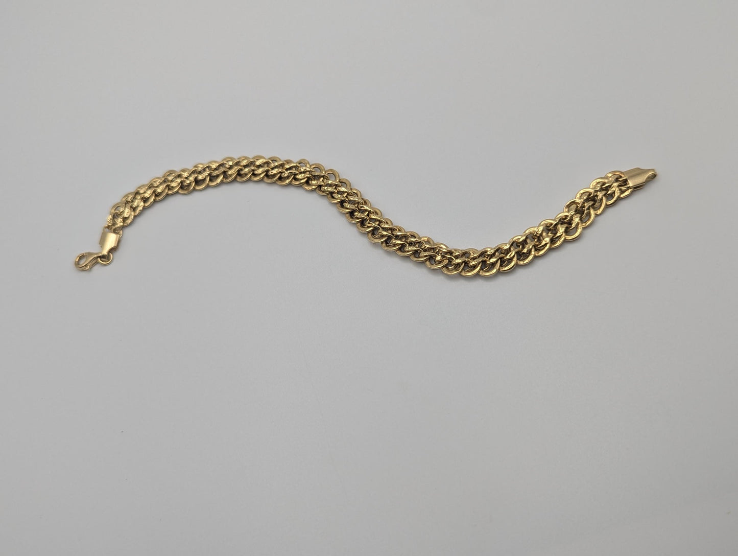 18k Yellow Gold ITALY Double 6.5 grams Link 8 mm Women Bracelet 7.5" Snake Chain Bracelet