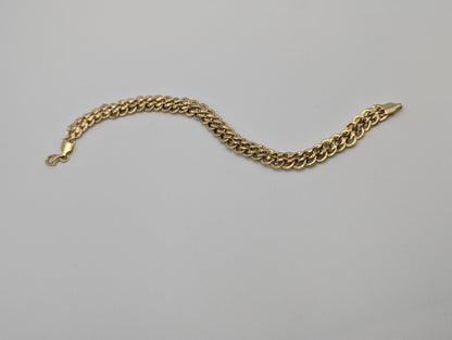 18k Yellow Gold ITALY Double 6.5 grams Link 8 mm Women Bracelet 7.5" Snake Chain Bracelet